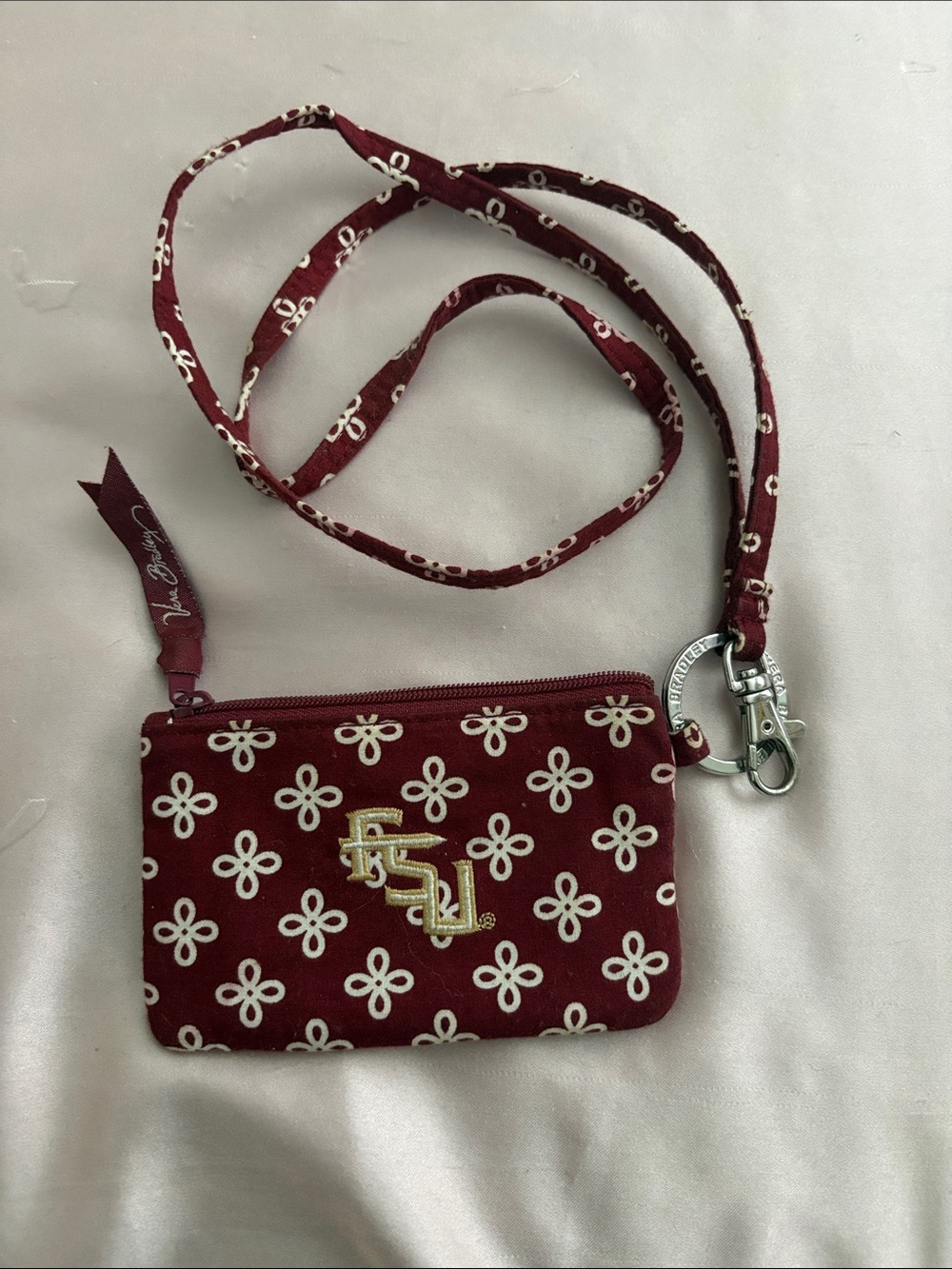 Vera Bradley Garnet Floral Wristlet with Gold FSU Logo